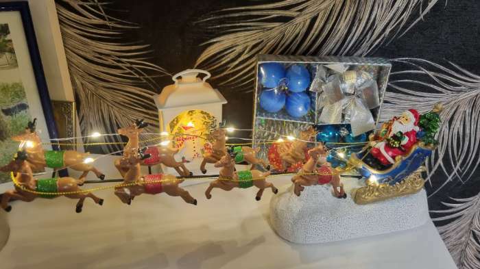 Фотография покупателя товара Светодиодная фигура «Упряжка Деда Мороза» 38 × 12 × 10 см, полистоун, батарейки ААх3 (не в комплекте), свечение мульти - Фото 1