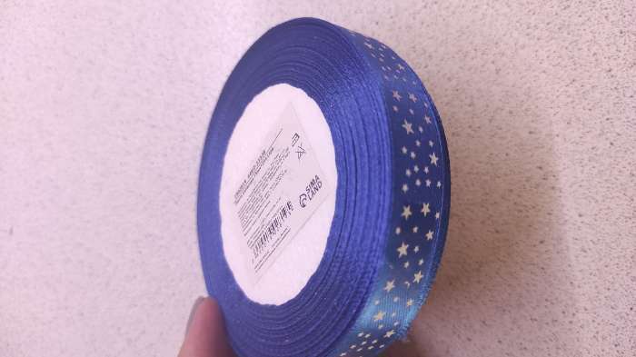 Фотография покупателя товара Лента атласная «Звёзды», 15 мм × 23 ± 1 м, цвет синий №040 - Фото 12