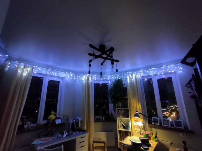 Фотография покупателя товара Гирлянда «Бахрома» 3 × 0.6 м, IP44, УМС, прозрачная нить, 160 LED, свечение синее, 220 В - Фото 47
