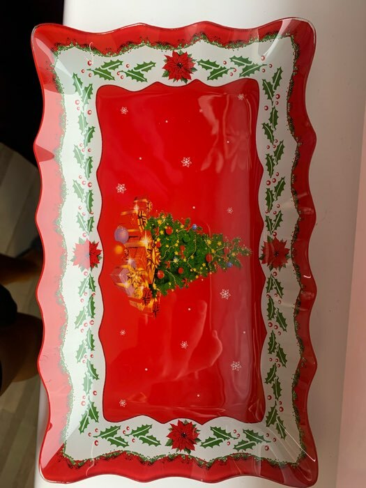 Фотография покупателя товара Блюдо стеклянное прямоугольное Доляна «Счастливого Нового года», 24,6×14,7 см, цвет красный - Фото 4