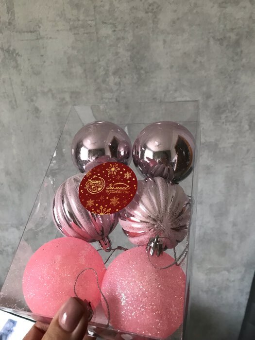 Фотография покупателя товара Набор шаров пластик d-6 см, 6 шт "Глэдис полосы" бело-розовый