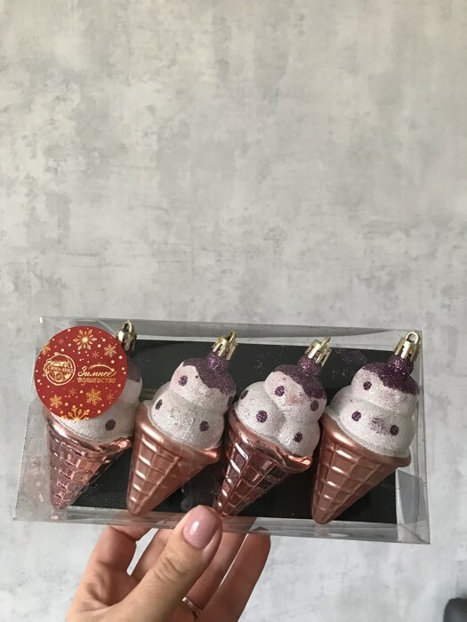 Фотография покупателя товара Украшение ёлочное "Рожок мороженого" (набор 4 шт) 4,5х10 см