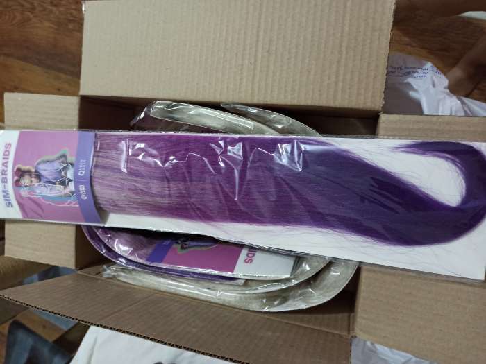 Фотография покупателя товара SIM-BRAIDS Канекалон трёхцветный, гофрированный, 65 см, 90 гр, цвет фиолетовый/сиреневый/пепельный(#FR-27)