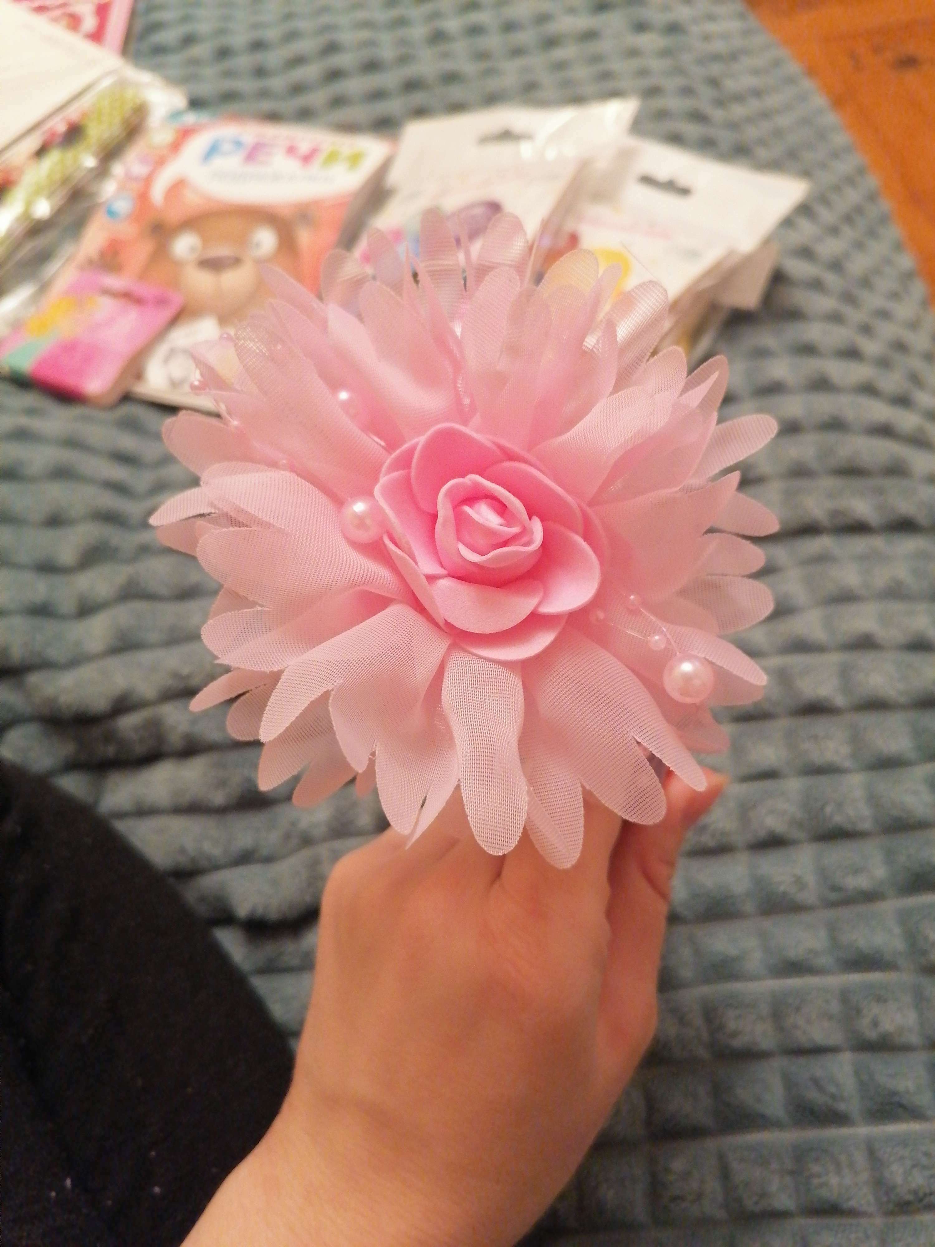 Фотография покупателя товара Ободок для волос "Рози" розочка, 0,5 см, розовый - Фото 1