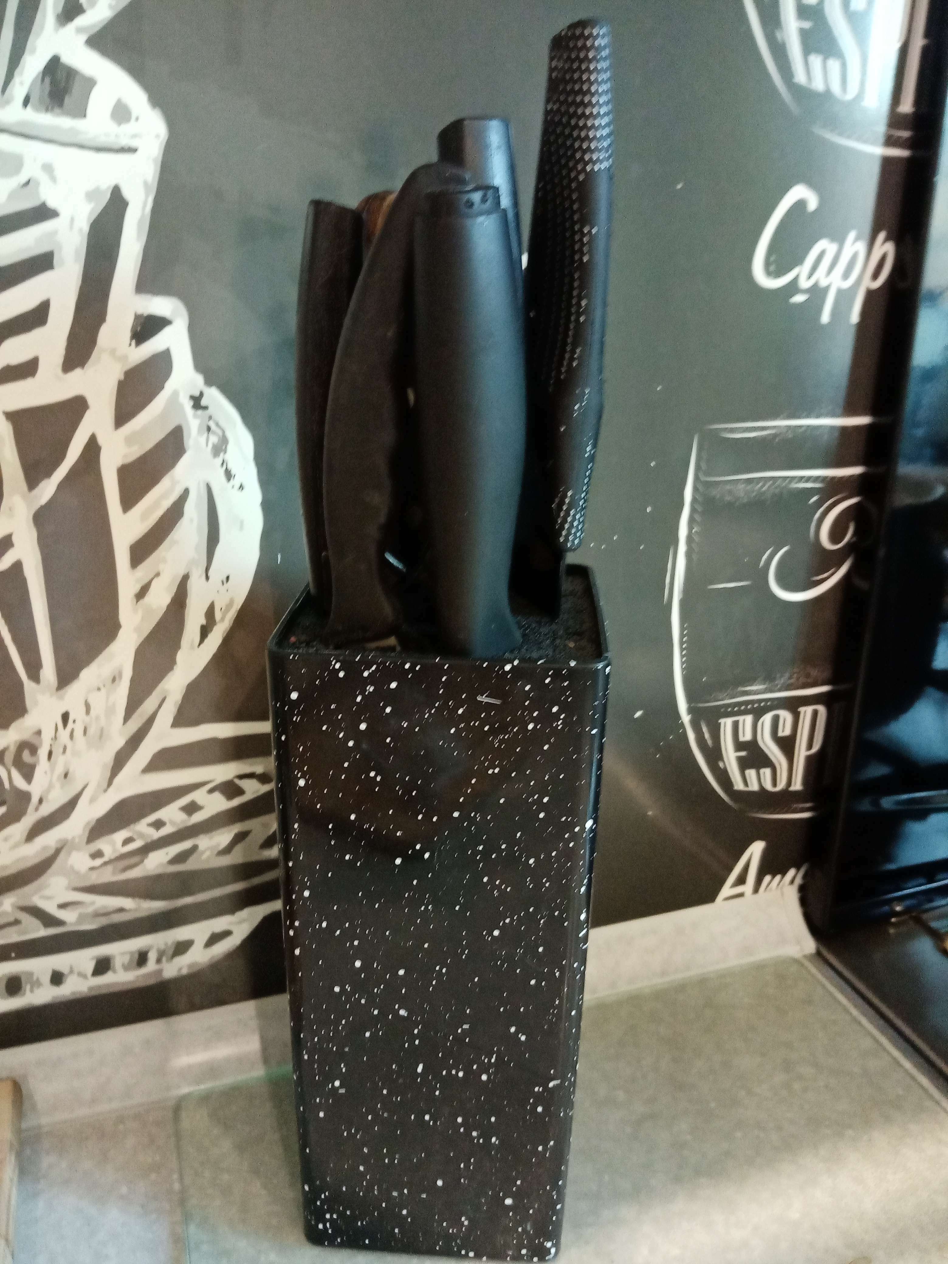 Фотография покупателя товара Подставка для ножей с наполнителем Доляна «Зефир», 22×10 см, цвет чёрный - Фото 1