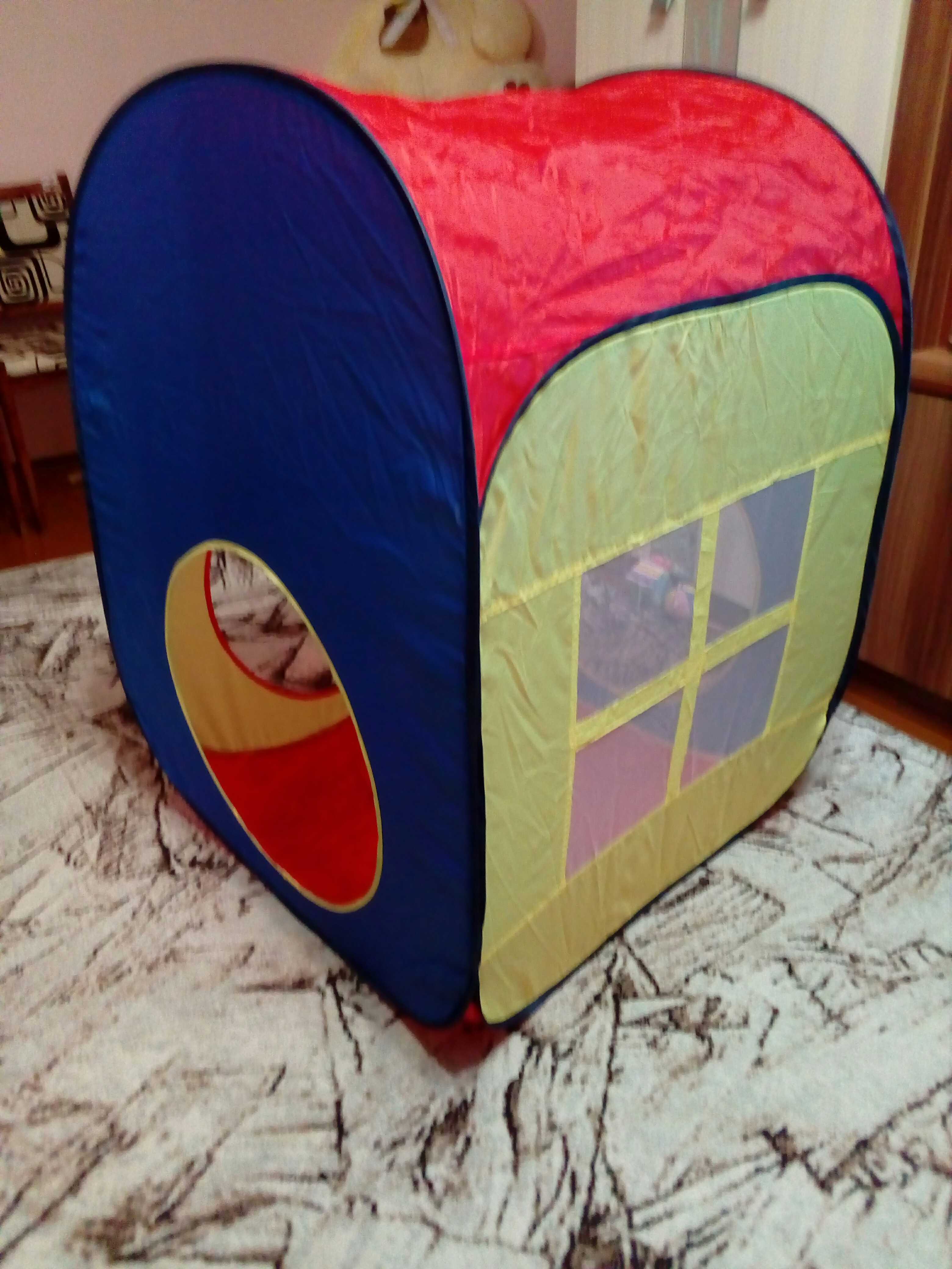 Фотография покупателя товара Палатка детская игровая «Весёлый домик», разноцветная - Фото 1