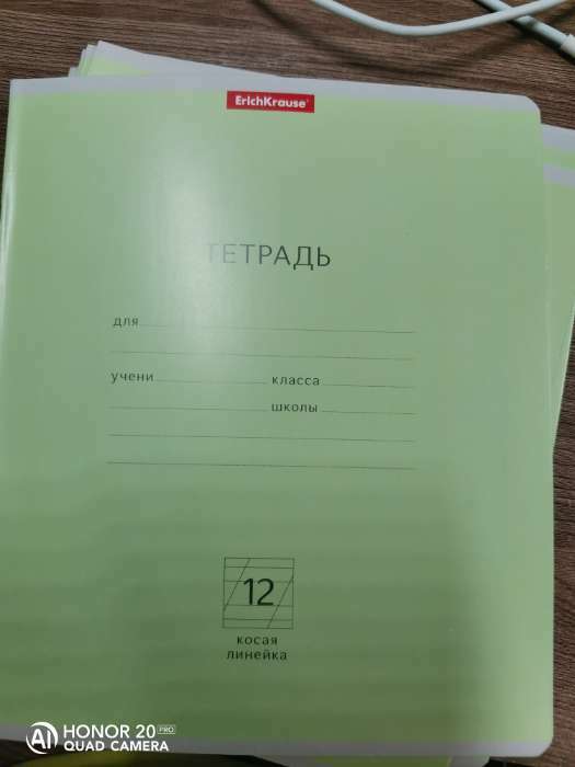 Фотография покупателя товара Тетрадь 12 листов в косую линейку ErichKrause "Классика", обложка мелованный картон, блок офсет, зелёная - Фото 1