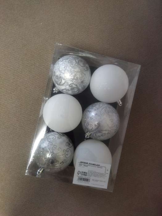 Фотография покупателя товара Ёлочные игрушки «Морозные узоры», шары новогодние, d=8 см, набор 6 шт., серебристо-белый - Фото 5