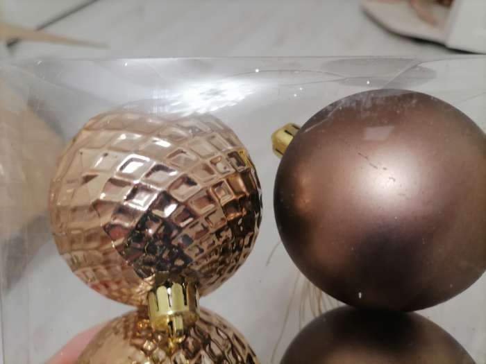Фотография покупателя товара Набор шаров пластик d-7 см, 6 шт "Алета сеточка" коричневый
