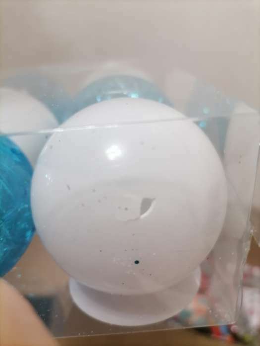 Фотография покупателя товара Набор шаров пластик d-6 см, 9 шт "Праздничное настроение полоски" бело-голубой