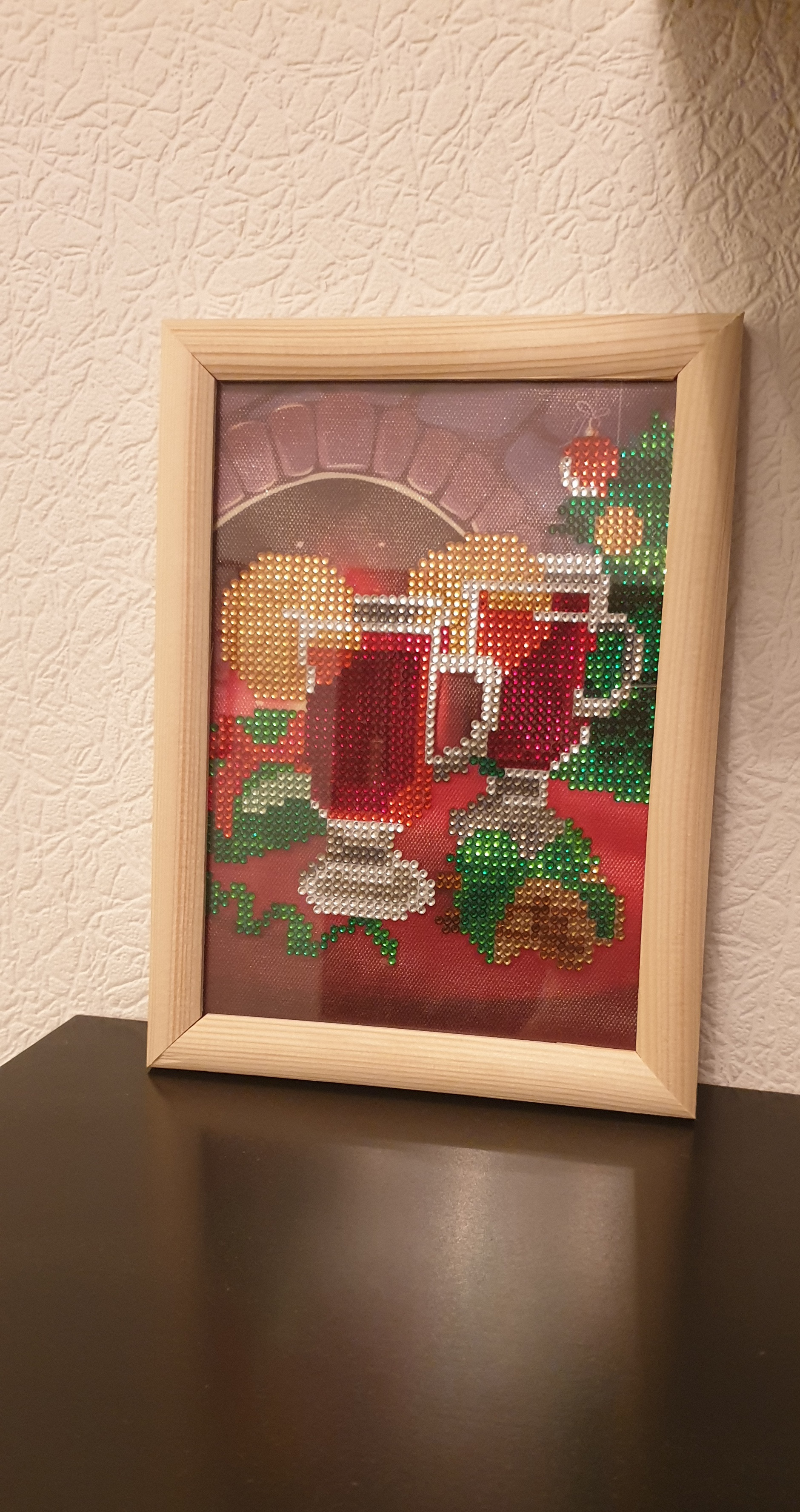 Фотография покупателя товара Новогодняя алмазная мозаика с частичным заполнением «Новый год. Чай у камина», 15 х 21 см