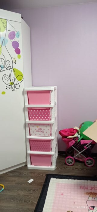 Фотография покупателя товара Комод детский «Принцесса», 5 секций, цвет бело-розовый - Фото 2