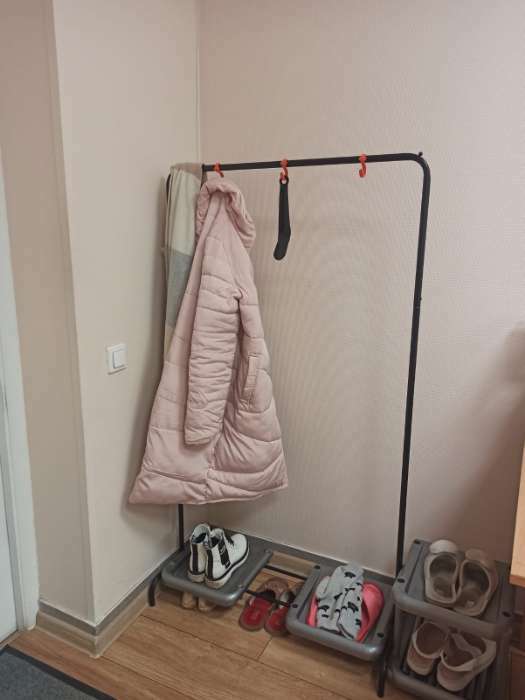 Фотография покупателя товара Вешалка напольная для одежды «Радуга», 82,5×42×150 см, цвет белый - Фото 10