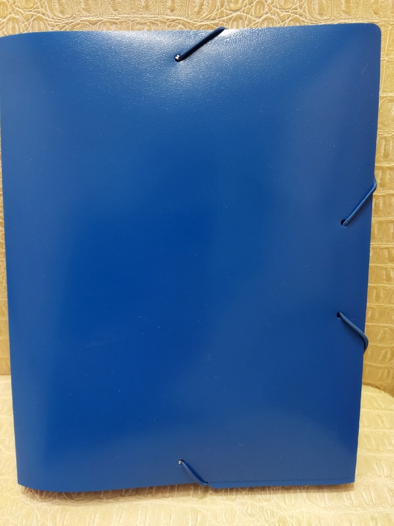 Фотография покупателя товара Папка на резинке А5, 500 мкм, Calligrata, корешок 30 мм, тиснение "песок", синяя - Фото 4