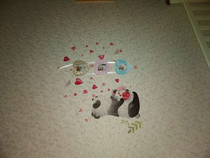 Фотография покупателя товара Наклейка пластик интерьерная "Панда с сердечками" 30х30 см - Фото 1