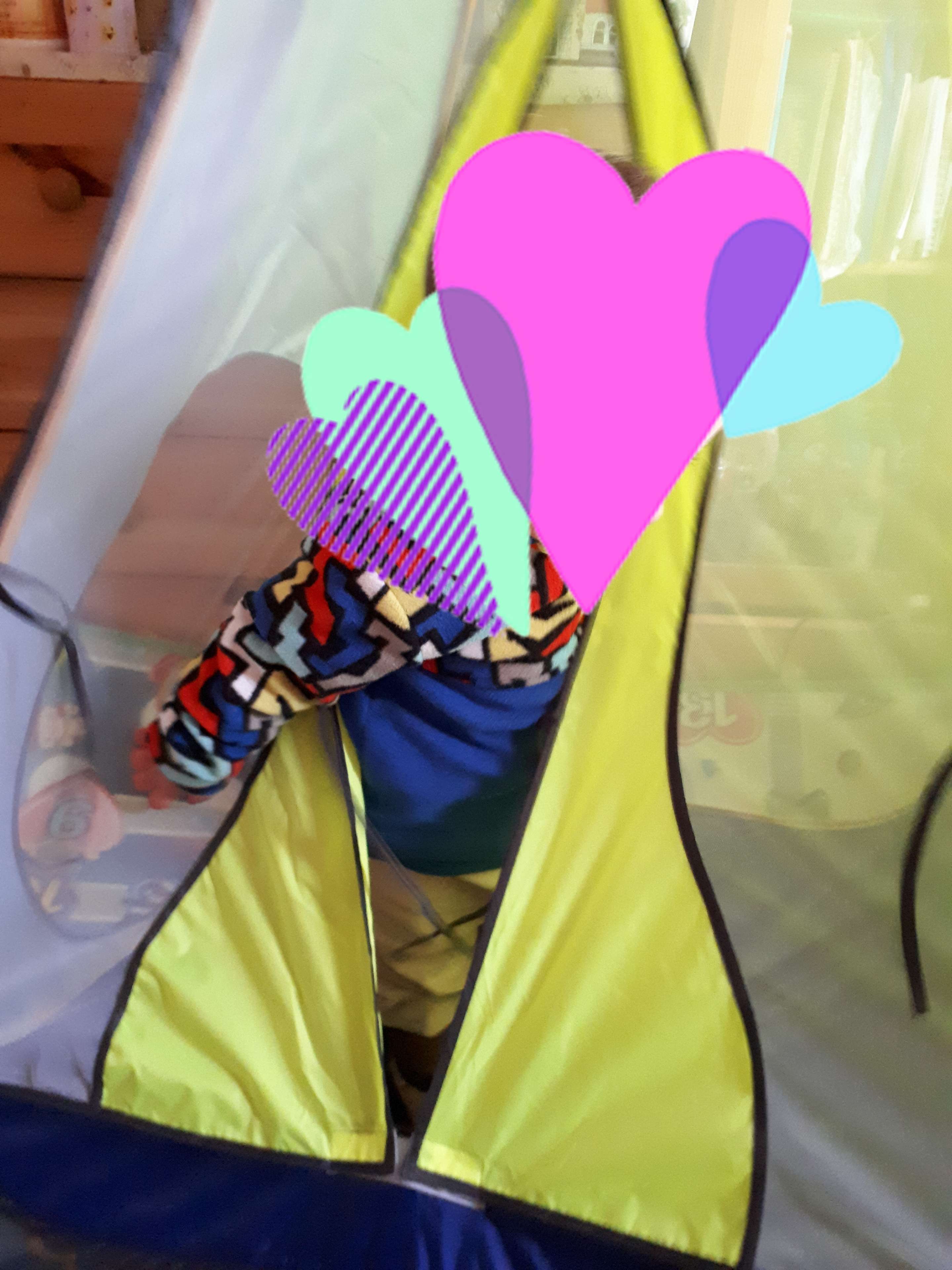 Фотография покупателя товара Палатка конусная "Радужный домик", 4 грани, цв.: синий/василек/лимон/голубой - Фото 1