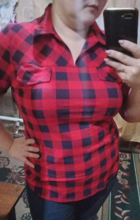 Фотография покупателя товара Рубашка женская «Катрин» цвет красный, размер 48 - Фото 1