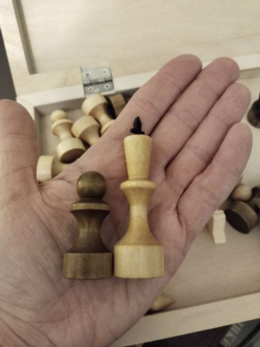 Фотография покупателя товара Шахматные фигуры, дерево, король 7.2 см, пешка 4.5 см, d=2 см - Фото 1