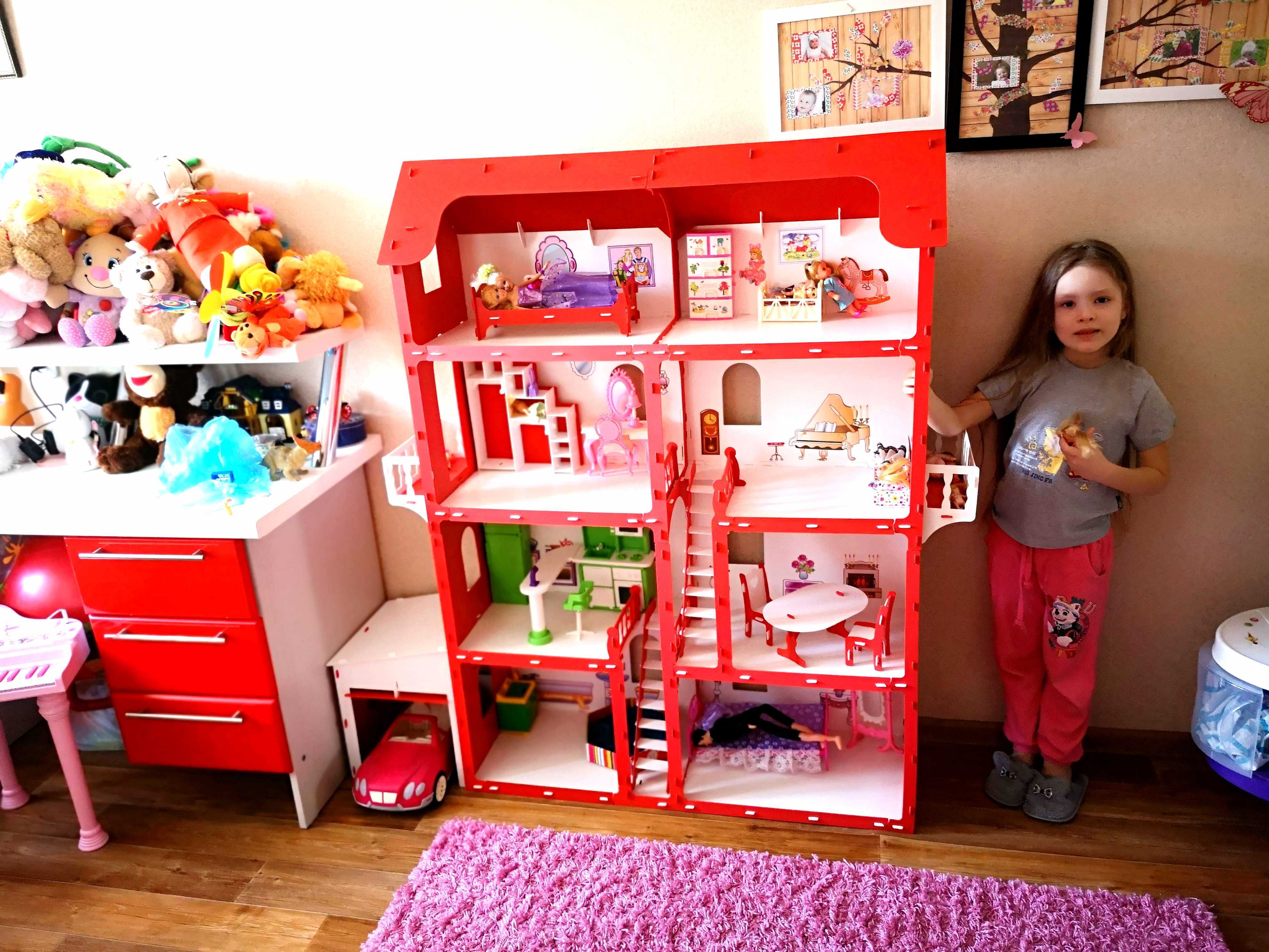 Фотография покупателя товара Дом для кукол «Коттедж Александра», бело-красный, с мебелью