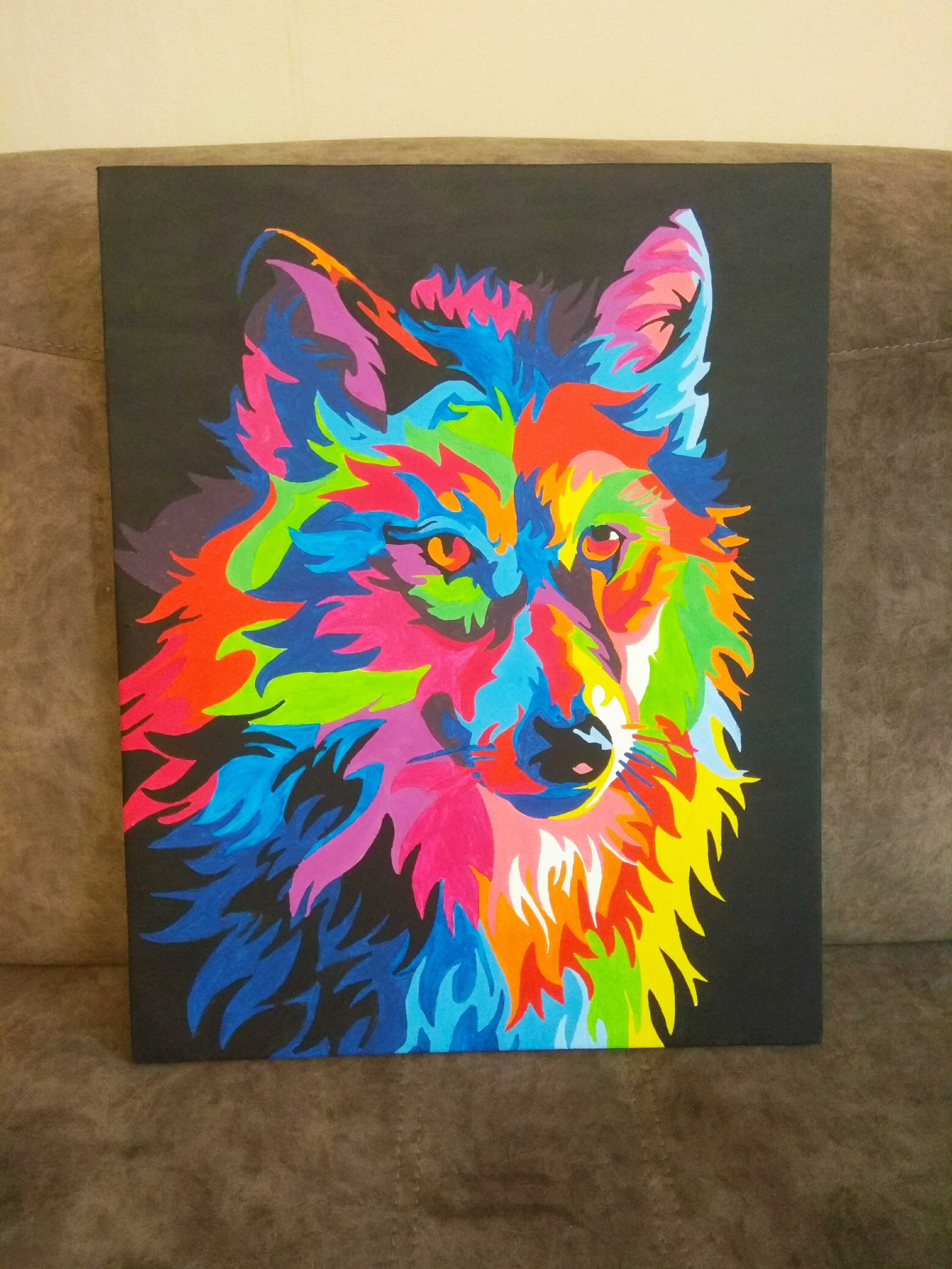 Фотография покупателя товара Картина по номерам «Радужный волк» 40х50 см - Фото 2