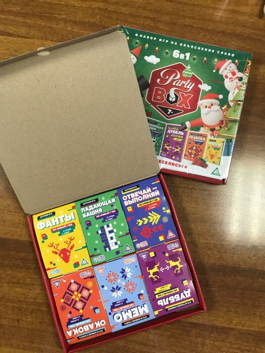 Фотография покупателя товара Новогодний набор игр «Новый год: Party box. Играй и веселись. 6 в 1», по 20 карт в каждой игре, 7+ - Фото 6