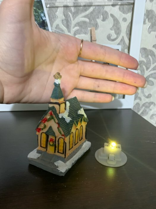 Фотография покупателя товара Светодиодная фигура «Дом с башней» 4.5× 8.5 × 6 см, керамика, батарейки AG13х2, свечение тёплое белое - Фото 18