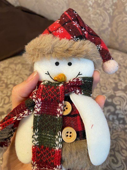 Фотография покупателя товара Мягкая игрушка "Снеговик в клетку" 8х29 см, красно-коричневый - Фото 4