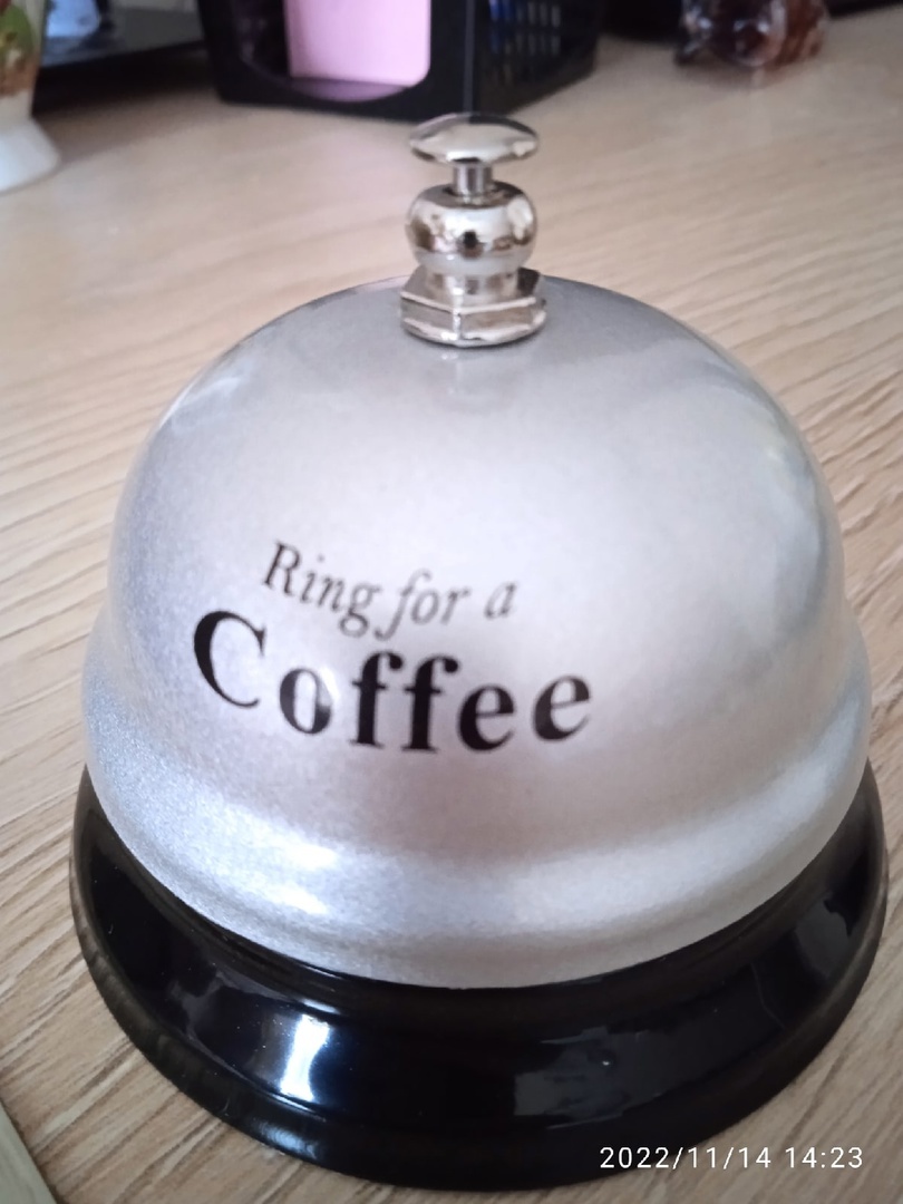 Фотография покупателя товара Звонок настольный "Ring for a coffee", 7.5 х 7.5 х 6 см - Фото 1
