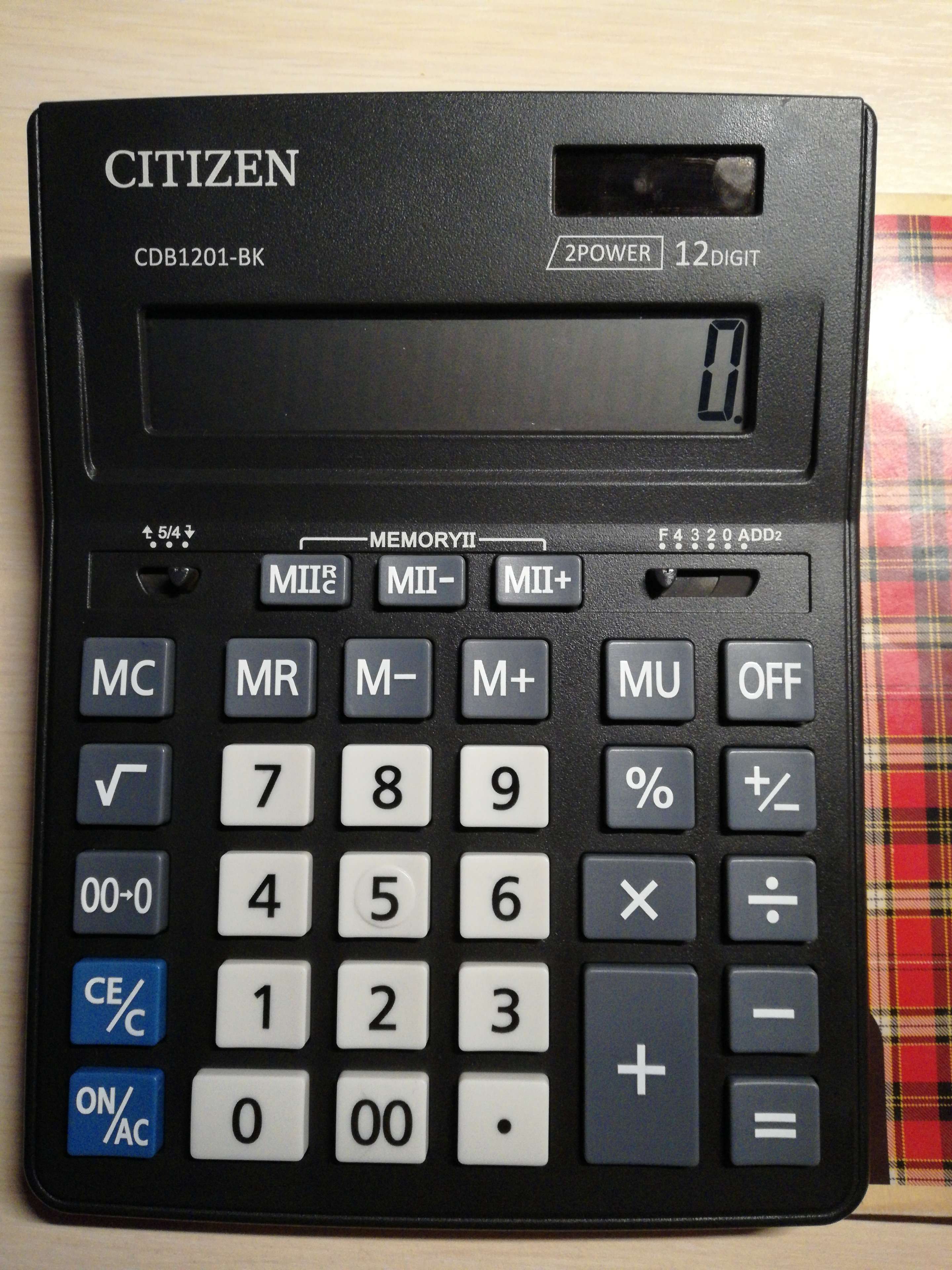 Фотография покупателя товара Калькулятор настольный Citizen Business Line "CDB1201-BK", 12-разрядный, 155 х 205 х 28 мм, двойное питание, чёрный