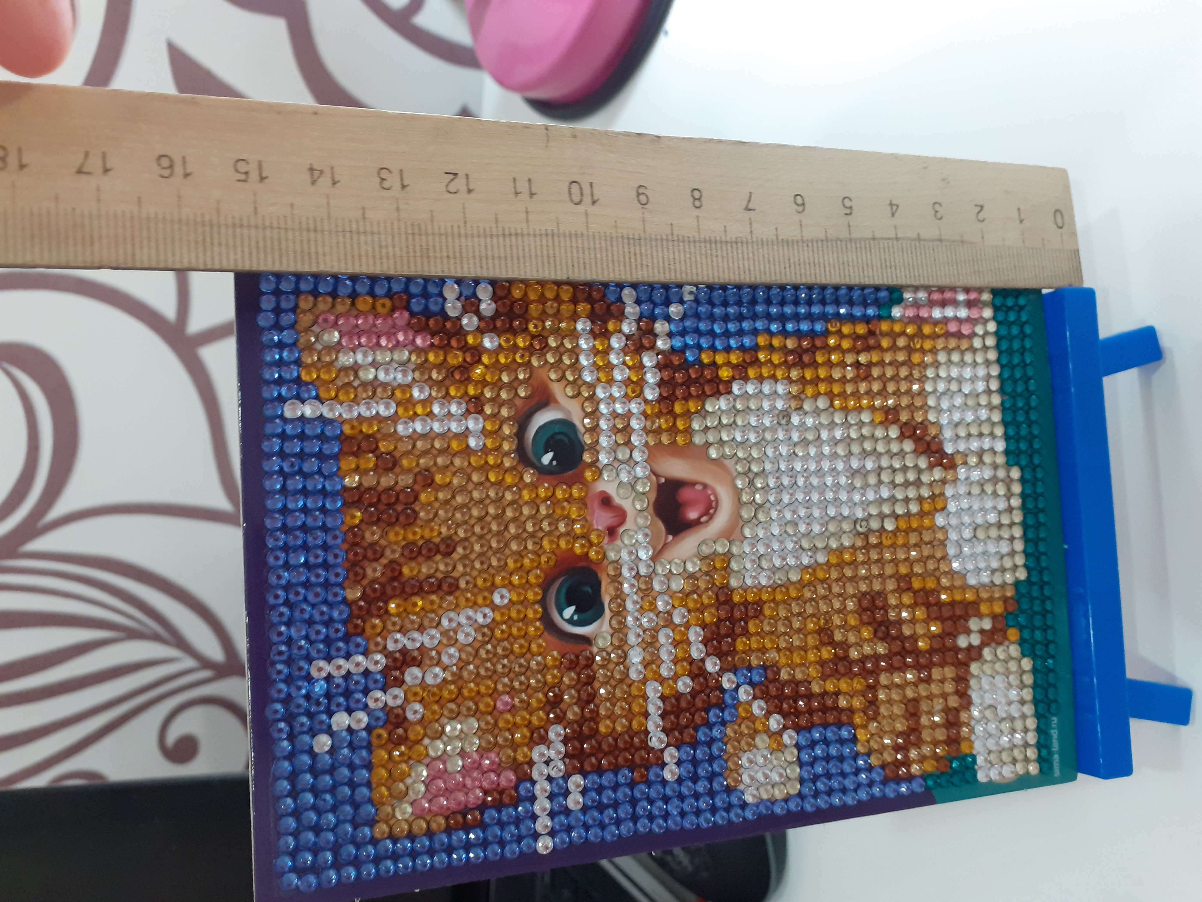 Фотография покупателя товара Алмазная мозаика с частичным заполнением на подставке для детей «Милый котик», 10 х 15 см - Фото 6
