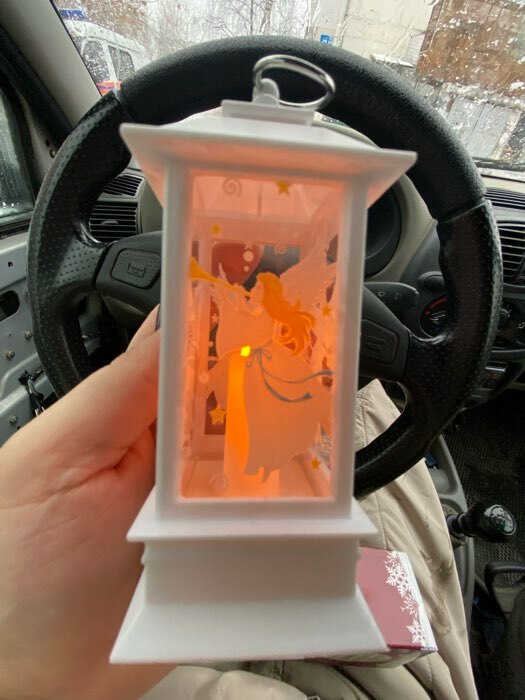 Фотография покупателя товара Светодиодная фигура «Фонарь с ангелом» 5.5 × 13 × 5.5 см, пластик, батарейки AG13х3, свечение тёплое белое - Фото 2