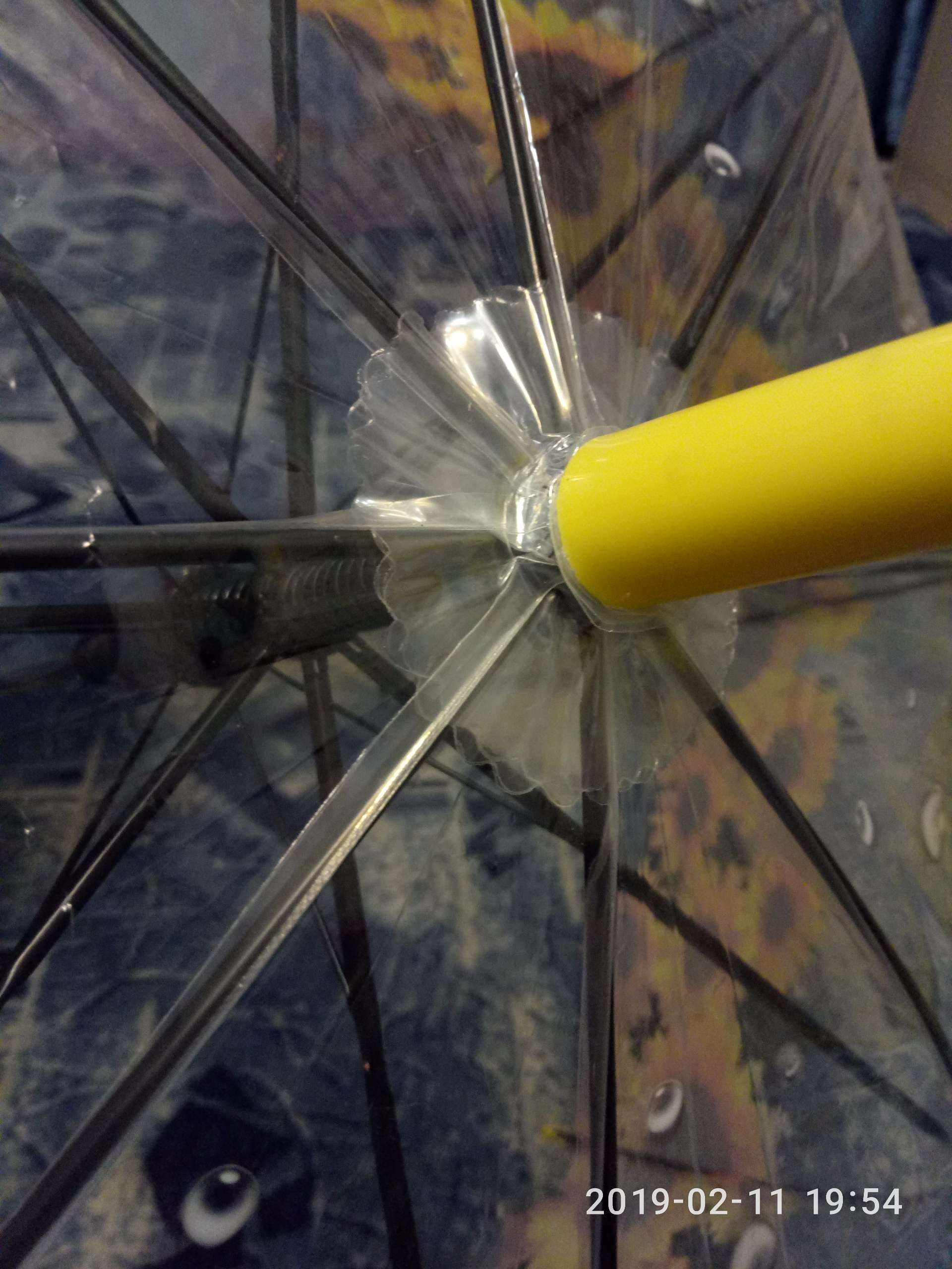 Фотография покупателя товара Зонт - трость полуавтоматический «Подсолнухи», 8 спиц, R = 42 см, цвет жёлтый - Фото 3