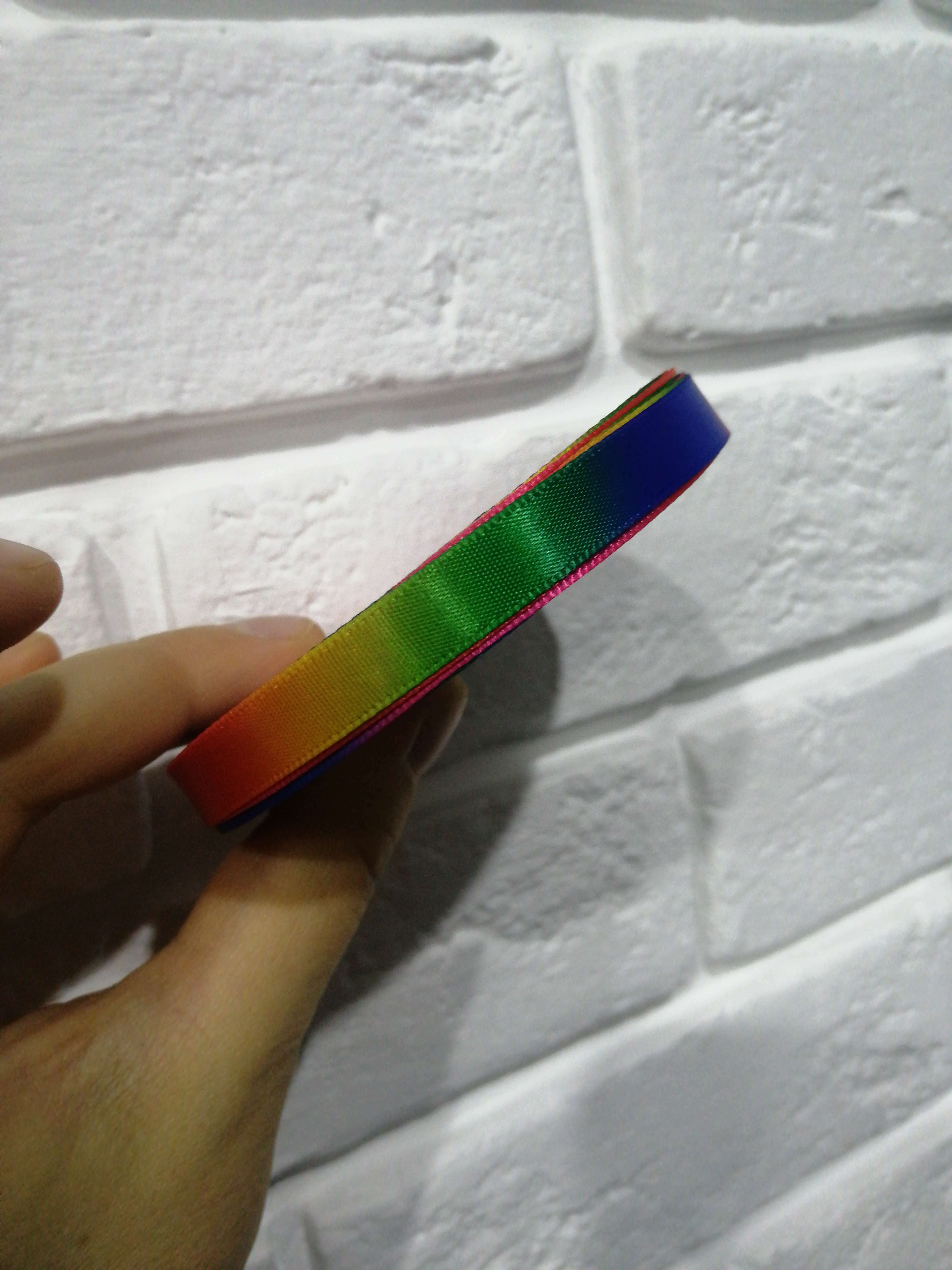 Фотография покупателя товара Лента атласная «Радуга», 10 мм × 18 ± 1 м, разноцветная