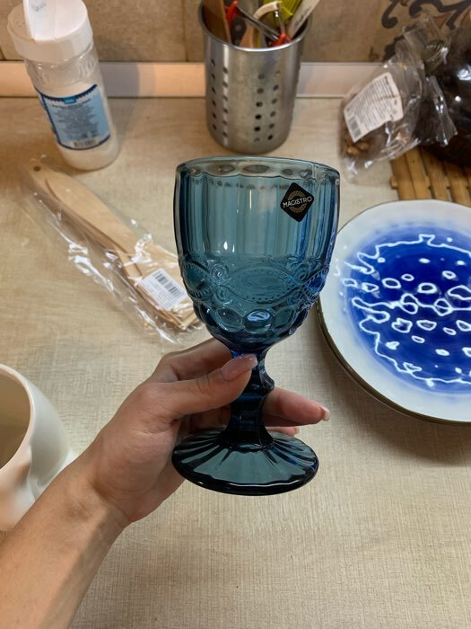 Фотография покупателя товара Набор бокалов из стекла Magistro «Ла-Манш», 250 мл, 9×17 см, 6 шт, цвет синий - Фото 13