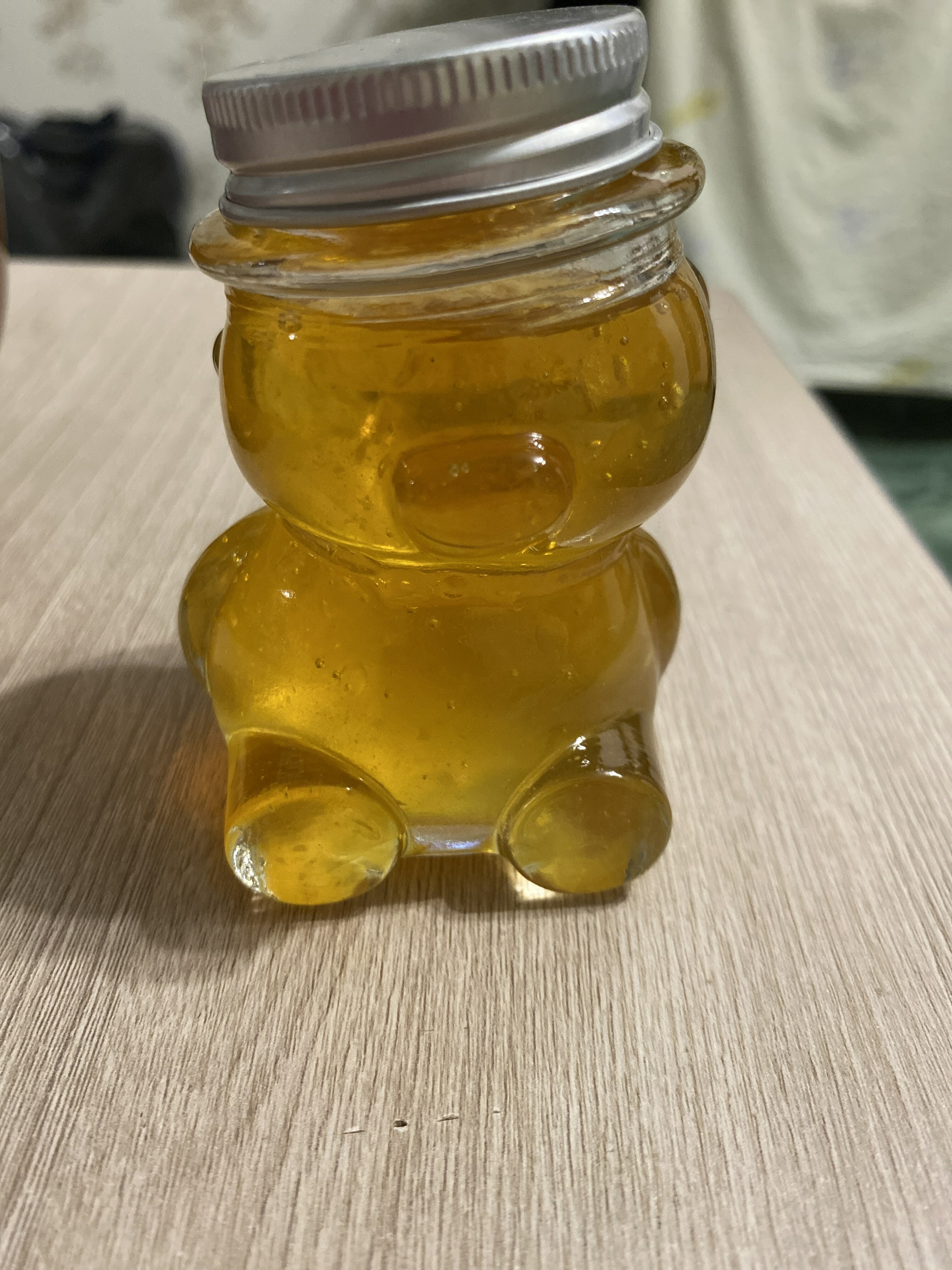 Фотография покупателя товара Баночка стеклянная для мёда и варенья «Медвежонок», 170 мл, 7×10 см - Фото 2