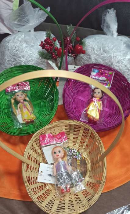 Фотография покупателя товара Корзина плетёная, бамбук, розовая, низкая - Фото 1