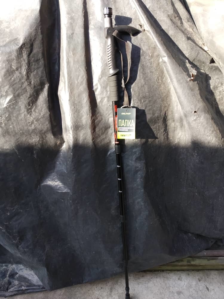 Фотография покупателя товара Палка-трость для скандинавской ходьбы ONLITOP, телескопическая, 4 секции, алюминий, до 110 см, 1 шт., цвет чёрный