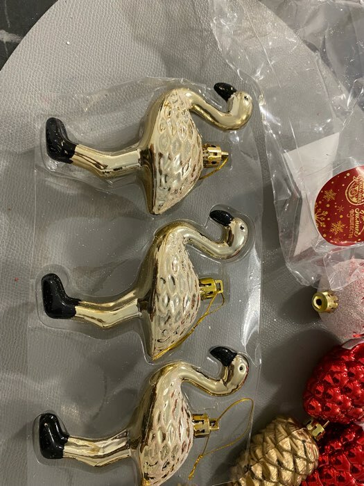 Фотография покупателя товара Украшение ёлочное "Фламинго" (набор 3 шт) 11х6,5 см, золото