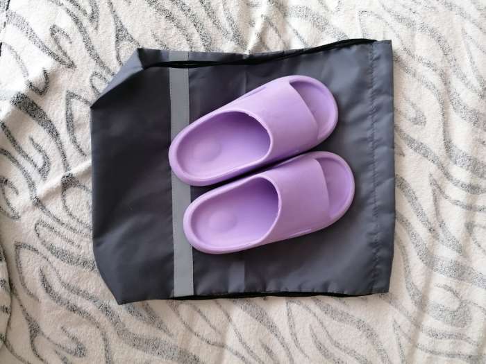 Фотография покупателя товара Мешок для обуви на шнурке, светоотражающая полоса, цвет синий - Фото 2