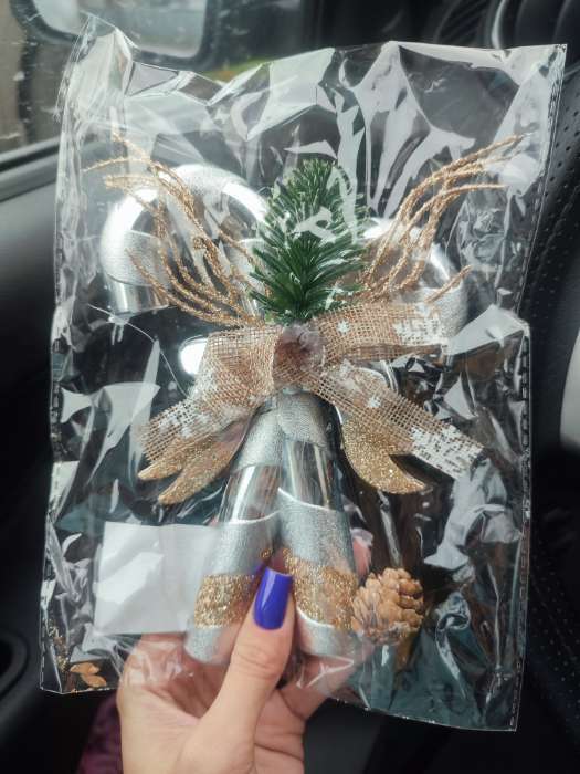 Фотография покупателя товара Украшение новогоднее "Рождественские леденцы" с цветком, 13х17 см, серебро