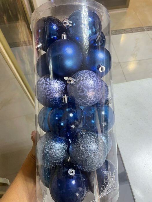 Фотография покупателя товара Набор шаров пластик d-6 см, 24 шт "Преломление" синий - Фото 2