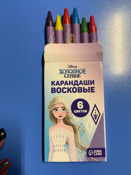 Фотография покупателя товара Восковые карандаши, набор 6 цветов, "Эльза", Холодное сердце