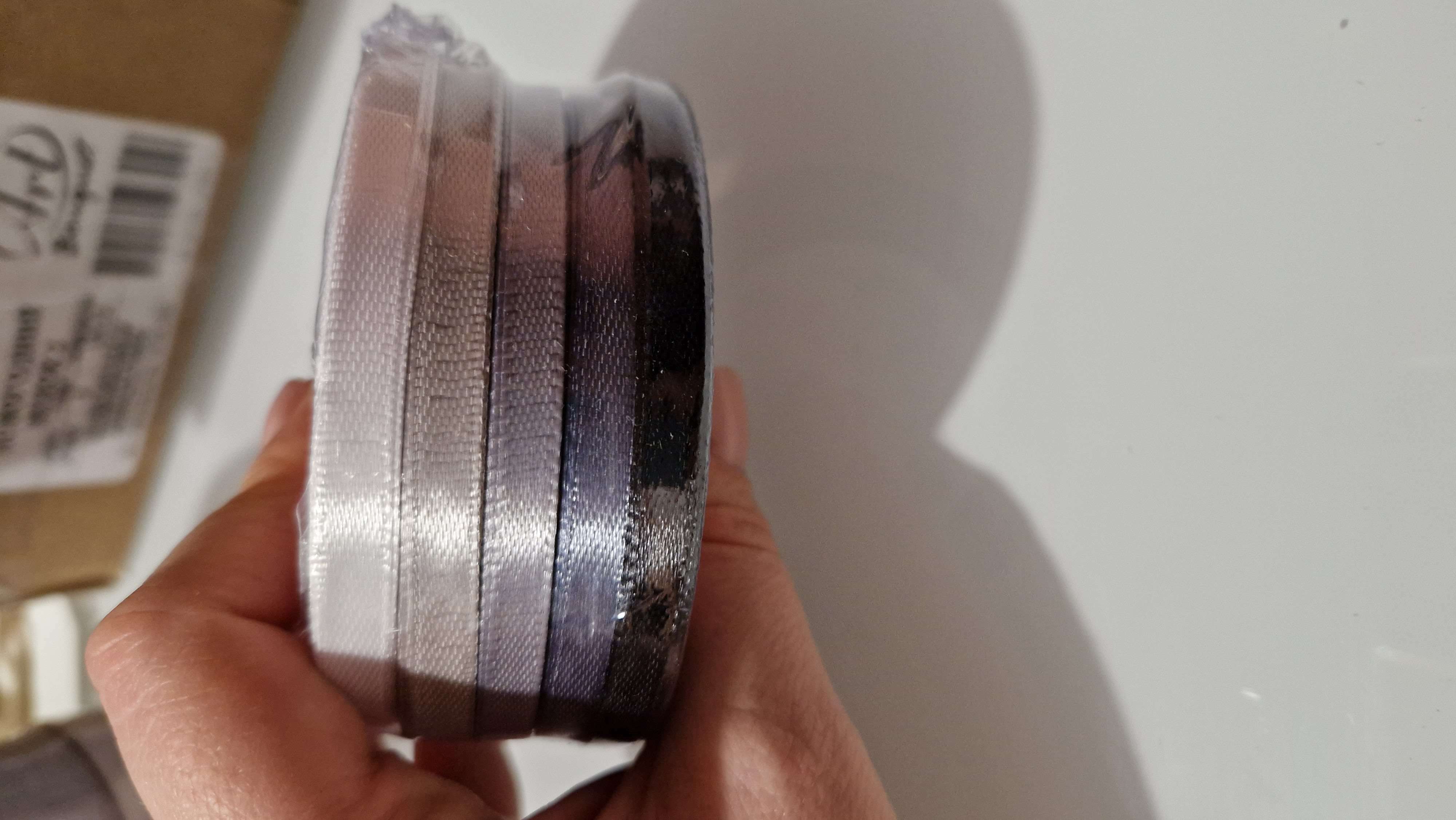 Фотография покупателя товара Набор атласных лент, 5 шт, размер 1 ленты: 6 мм × 23 ± 1 м, цвет серый спектр