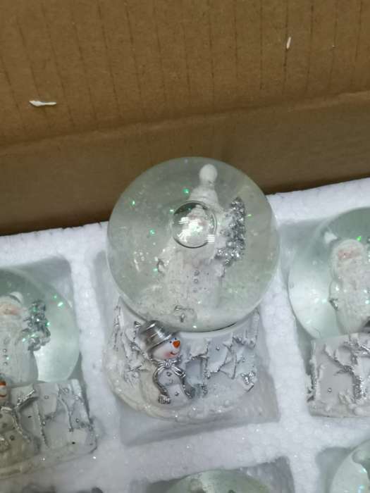 Фотография покупателя товара Сувенир полистоун водяной шар "Дед Мороз с ёлкой и снеговиком" белый с серебром 7х6,7х8,8 см   75679 - Фото 2