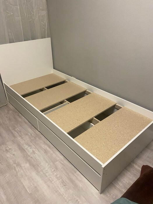 Фотография покупателя товара Кровать 900 с ящиками и основанием Мадера, с/м 900х2000, Белый - Фото 24