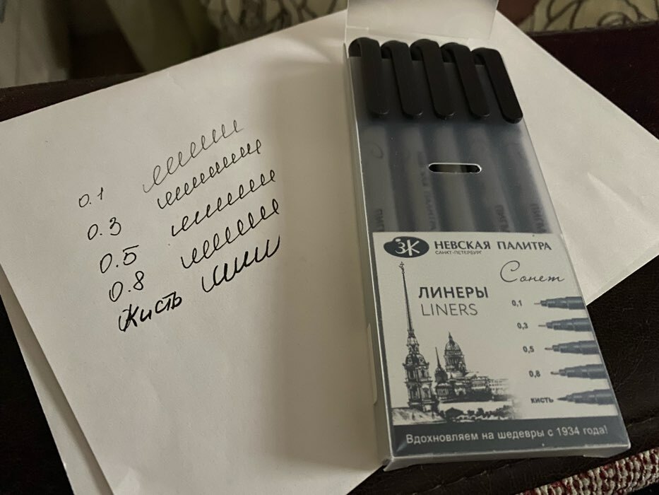 Фотография покупателя товара Набор ручек капиллярных ЗХК "Сонет", разные типы, 5 штук (0.1/.03./0.5/0.8/кисть), чёрный - Фото 1