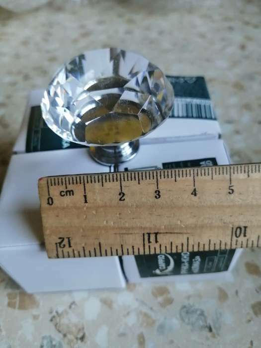 Фотография покупателя товара Ручка кнопка CAPPIO, "Алмаз", стеклянная, d=40 мм