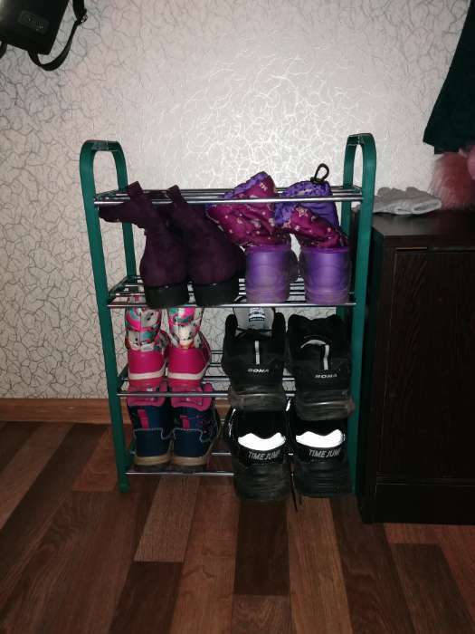 Фотография покупателя товара Обувница Доляна, 4 яруса, 42×19×60 см, цвет чёрный - Фото 3
