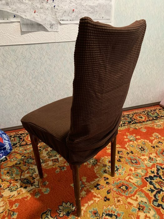 Фотография покупателя товара Чехол на стул Комфорт трикотаж жаккард, цвет коричневый, 100% полиэстер - Фото 4