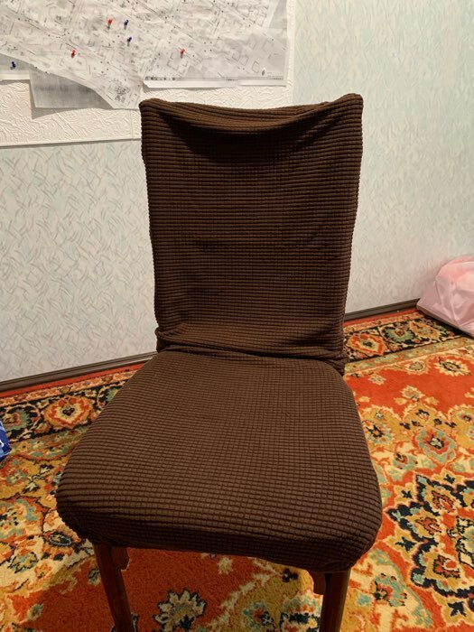 Фотография покупателя товара Чехол на стул Комфорт трикотаж жаккард, цвет коричневый, 100% полиэстер - Фото 5